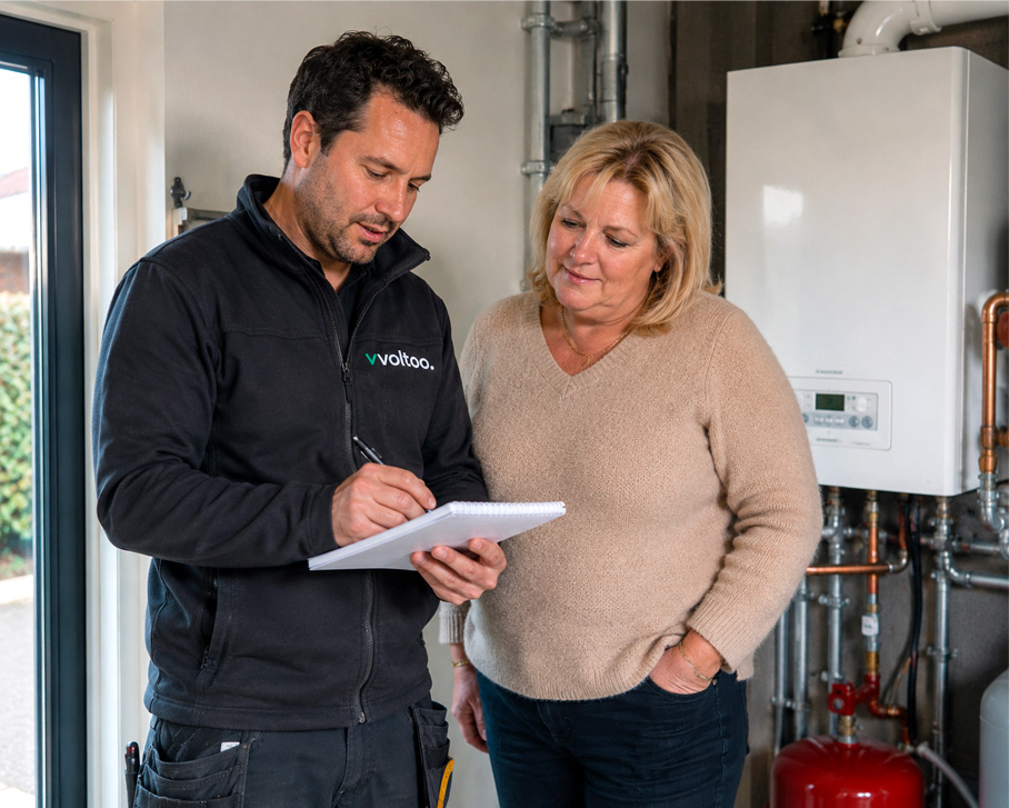 Installateur aan het werk bij een technische installatie